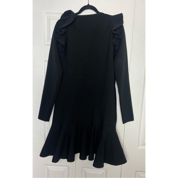 Express Black Sweetheart Neck Ruffle Fit & Flare Sweater Knit Dress Size XL - Picture 8 of 8